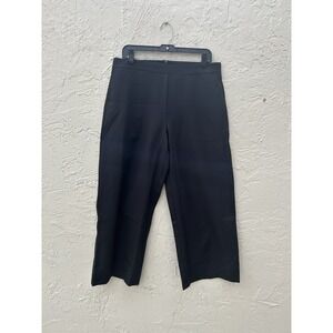 Black Wide Leg Cropped Trousers High Rise Dress Pants XL